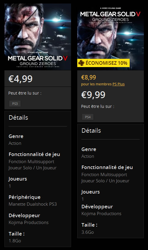 MGSV : Ground Zeroes  petit prix sur le PSN jusquau 21 janvier