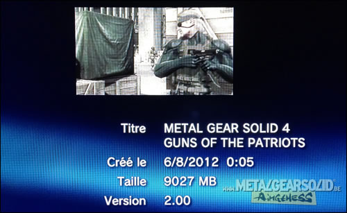 Installation patch japonais Metal Gear Solid 4 Guns of the Patriots